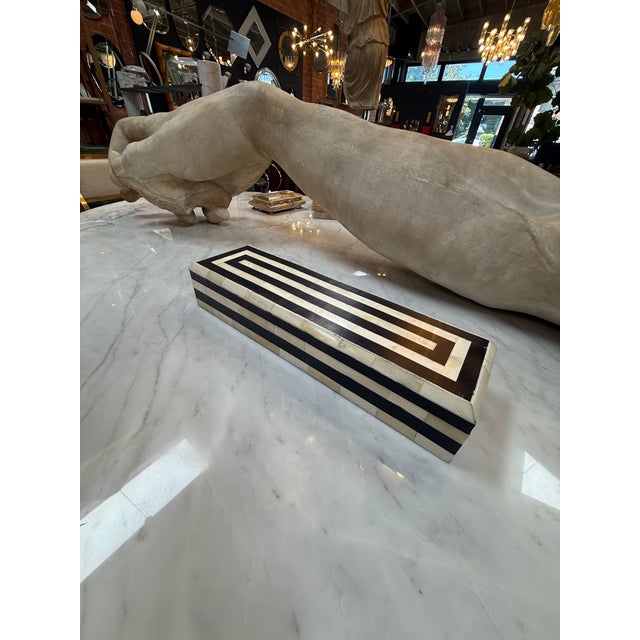 Wood Vintage Black and Ivory Striped Bone Inlay Box, Italy For Sale - Image 7 of 7