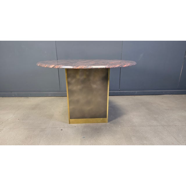 Brown Vintage Round Granite and Brass Center Table from Belgo Chrom, 1970s For Sale - Image 8 of 18