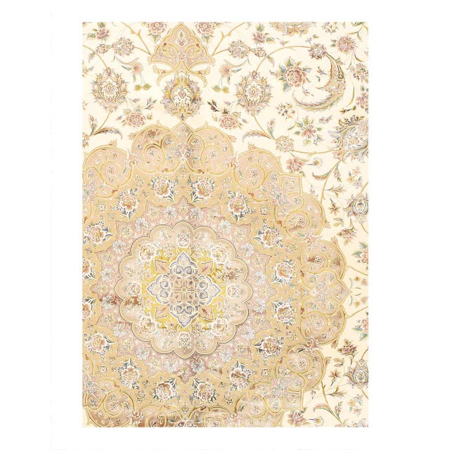 Persian Qum Design Viscose on a cotton foundation with a medallion This rug has a dense, soft pile, and excellent quality,...