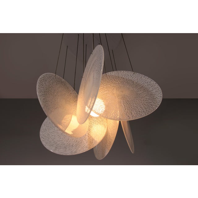 Vintage Italian Glass and Steel Pendant Light by Carlo Nason, 1960s For Sale - Image 4 of 10