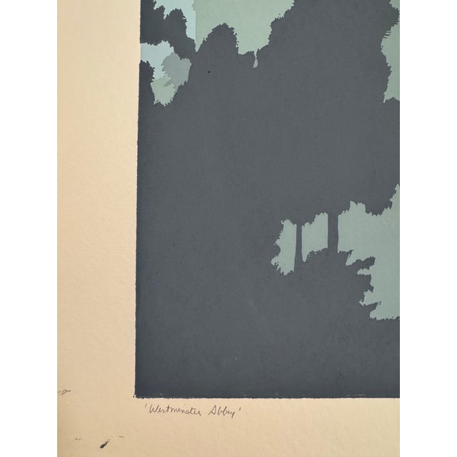 Paper Vintage Minimalist British Architecture Fine Art Print Serigraph "Westminster Abbey" on Paper For Sale - Image 7 of 12