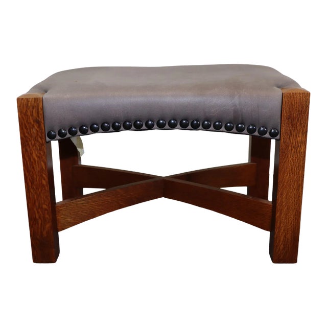L & J G Stickley Oak Arts & Craft Footstool For Sale