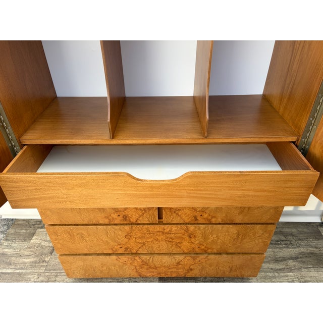 Refinished Mid-Century Modern Burl Wood Highboy Dresser in a Milo Baughman Style by Lane Altavista. Circa 1970s For Sale - Image 11 of 18