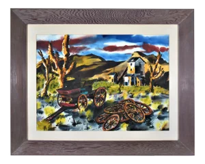 William Jack Laycox, "The Old Carriage" Large watercolor, Circa 1950