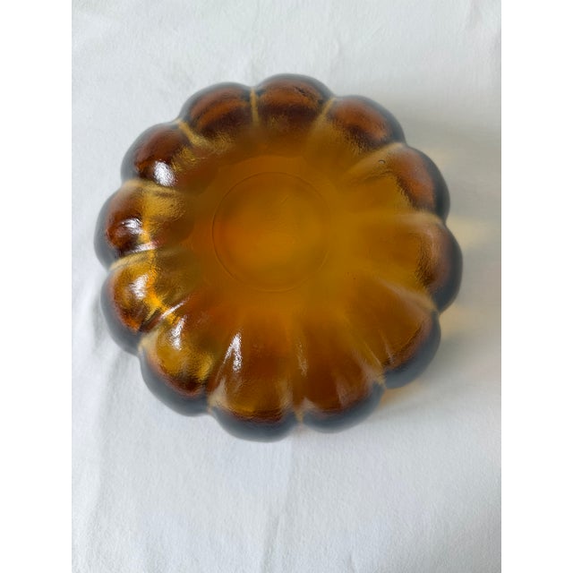 Brown Mid 20th Century Amber Art Glass, Lotus Bowl by Indiana Glass For Sale - Image 8 of 11