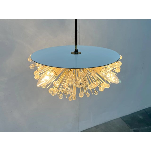 Mid-Century Modern Mid-Century Austrian Flower Snowflake Pendant Lamp by Emil Stejnar for Rupert Nikoll, Vienna, Austria, 1950s For Sale - Image 3 of 18