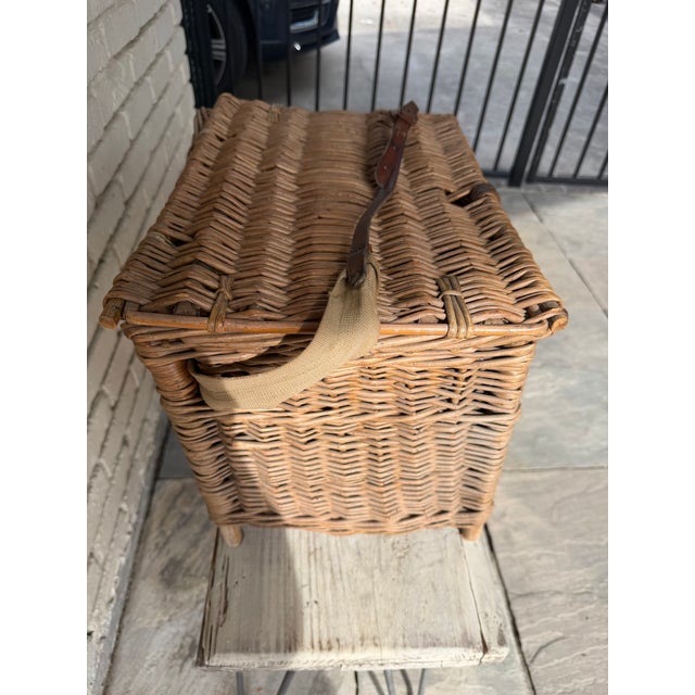 Vintage Wicker Fishing Basket For Sale In Houston - Image 6 of 7