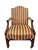 Traditional Hekman Mahogany Regency Style Library Armchair With Brass Casters & Striped Upholstery For Sale - Image 3 of 12