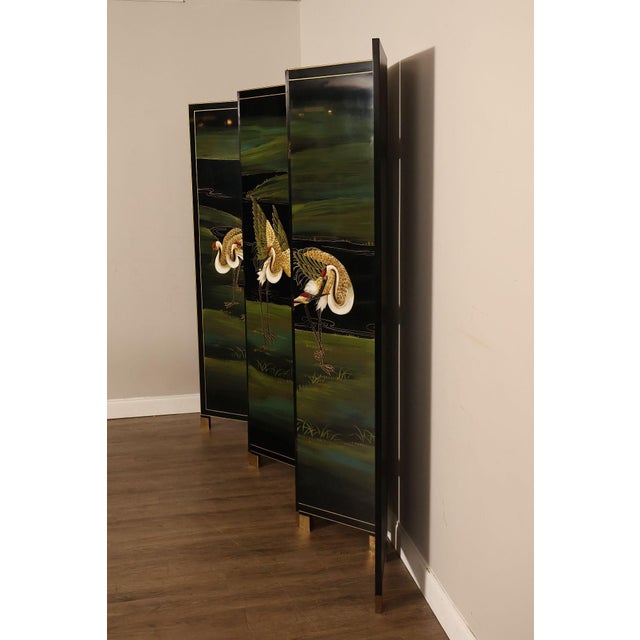 Japanese Style Hand Painted Lacquered Six-Panel Room Divider For Sale - Image 18 of 18