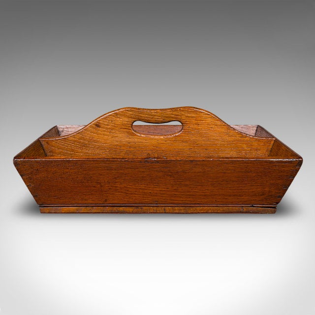 Antique Housekeeper’s Carry, English Oak, Cutlery Tray, Trug, Work Box, Georgian For Sale - Image 4 of 10