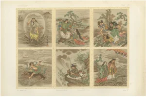 Six Mythical Scenes in Rich Color, 1800s, Paper