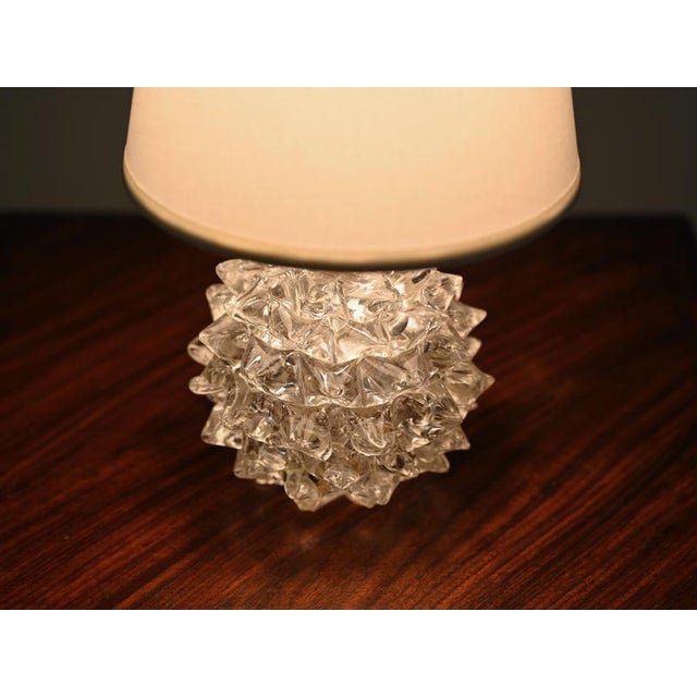 Metal Round Rostrato Murano Glass and Brass Table Lamp from Barovier & Toso, Italy, 1940s For Sale - Image 7 of 14