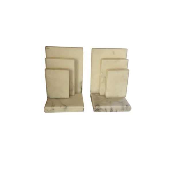 Italian Vintage Italian Marble 5.75" Tiered Stacked Column Bookends Heavy Made in Italy 1970s For Sale - Image 3 of 5