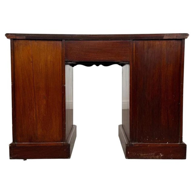 Green Early 20th Century Antique Edwardian Writing Desk in Mahogany For Sale - Image 8 of 12
