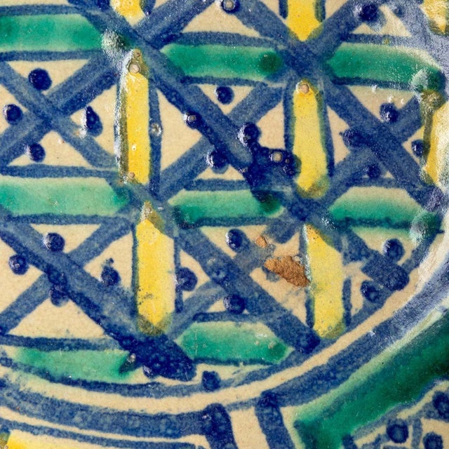 Moroccan Blue, Aqua and Yellow Moroccan Bowl, Early 20th Century For Sale - Image 3 of 6