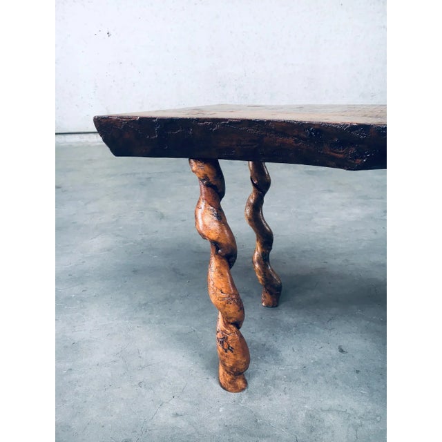 Brutalist Style Handcrafted Oak & Grape Wood Side Table, 1950s For Sale - Image 11 of 18