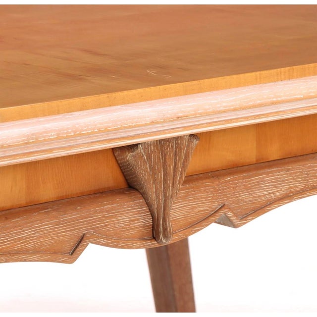 Art Deco French Art Deco Dining Table by Claude Olivier Meerson, 1937. Sycamore Top With Cerused Oak Base For Sale - Image 3 of 7