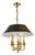 Bouillotte-Style Brass 6-Light Pendant with Black Tôle Shade, 1980s For Sale