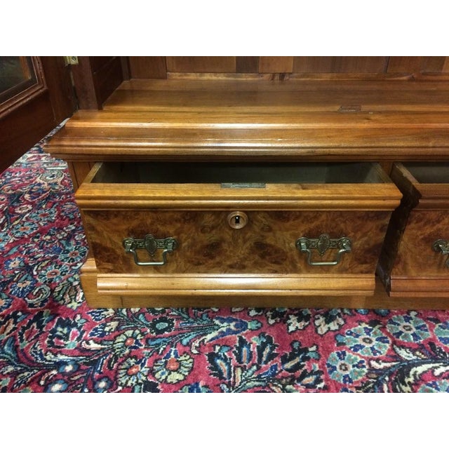 Antique Victorian Bookcase, Walnut Bookshelf With Glass Doors For Sale - Image 15 of 18