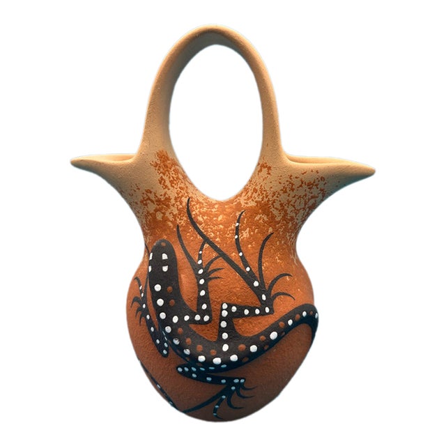 1990s Handmade Signed Zuni Pueblo Wedding Vase For Sale