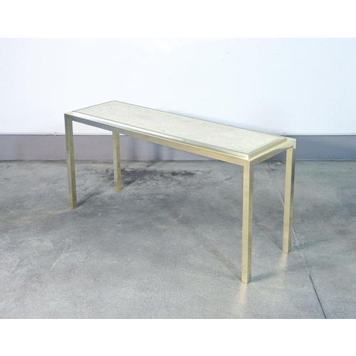 Console Table in Chromed Metal and Travertine Top For Sale - Image 15 of 18