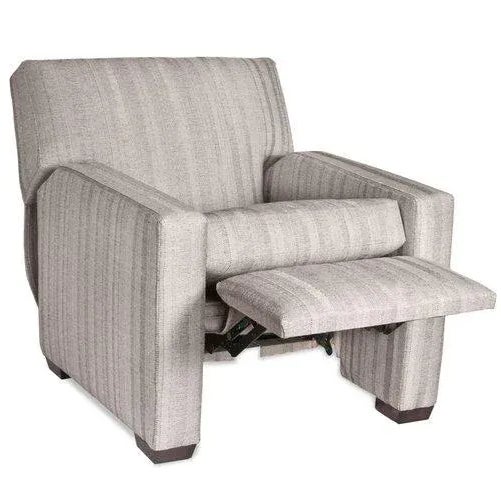 Elegant pair of gray-colored upholstered club chairs mounted on a swivel base by Edward Ferrell for Lewis Mittman....