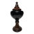 Neoclassical Crackle Glazed Ceramic Lidded Urn, Large, Brown and Black For Sale