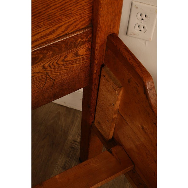 Antique American Victorian Oak Full Size High Back Bed For Sale - Image 15 of 18