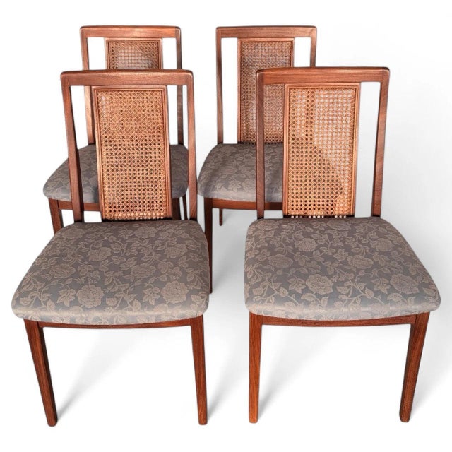Mid-Century Teak Dining Chairs with Cane Back Seats, 1960s, Set of 4 For Sale - Image 9 of 9