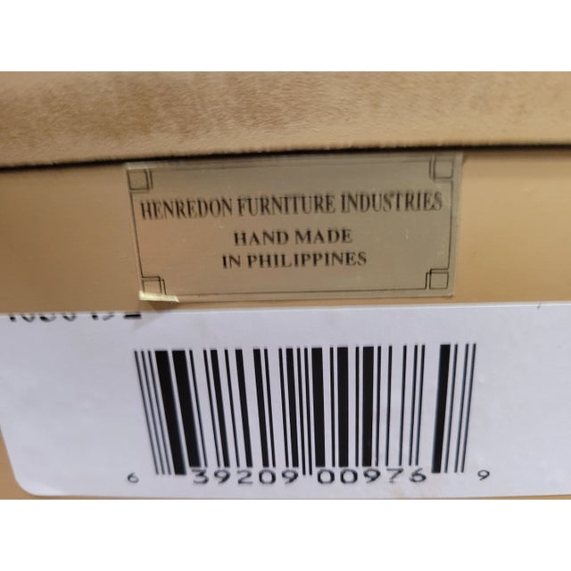 Fine pair of large vintage Henredon faux painted Bombay dresser in light camel and gold dust finish with large bronze or...