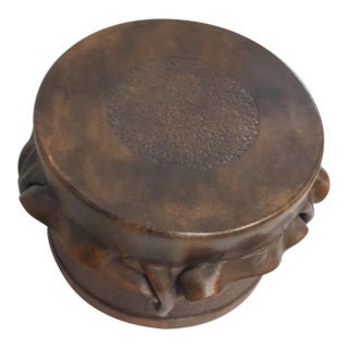 Brown Leather Decorative Drum Box For Sale