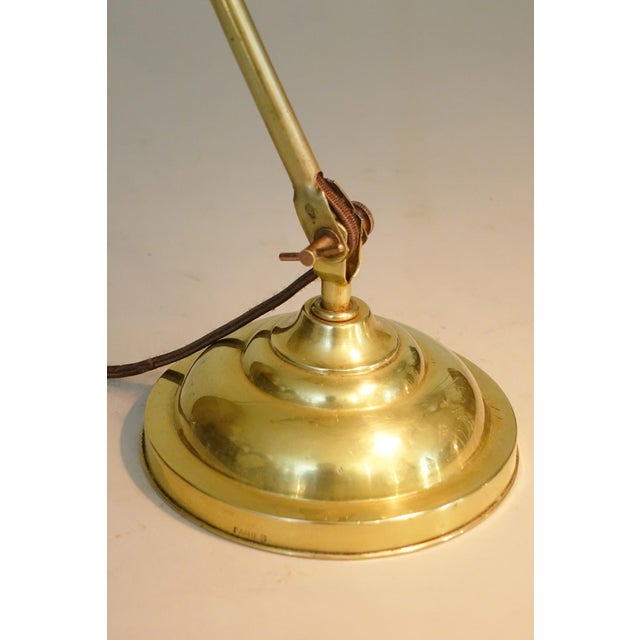 Metal Faries Industrial Machine Age Brass Double Articulating Lamp 1920's For Sale - Image 7 of 8