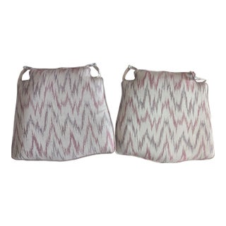 Pair Vintage Custom Seat Cushions in French Flame Stich Silk Fabric For Sale