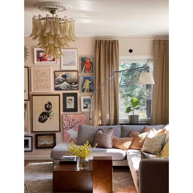 Glass Yellow Murano Chandelier in the style of Mazzega For Sale - Image 7 of 8