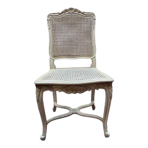 Vintage French Provincial Cane Louis XV Style Wood Dining Chair. Three Available