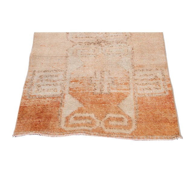 Mid 20th Century Vintage Turkish Handmade Beige Medallion Wool Runner For Sale - Image 11 of 13