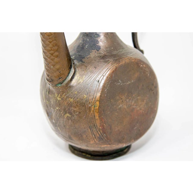 Asian Antique Antique Islamic Qajar Persian Copper Ewer 19th Century For Sale - Image 3 of 12