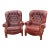 Vintage Pair of Oxblood Tufted Leather Writers Recliner Armchairs For Sale