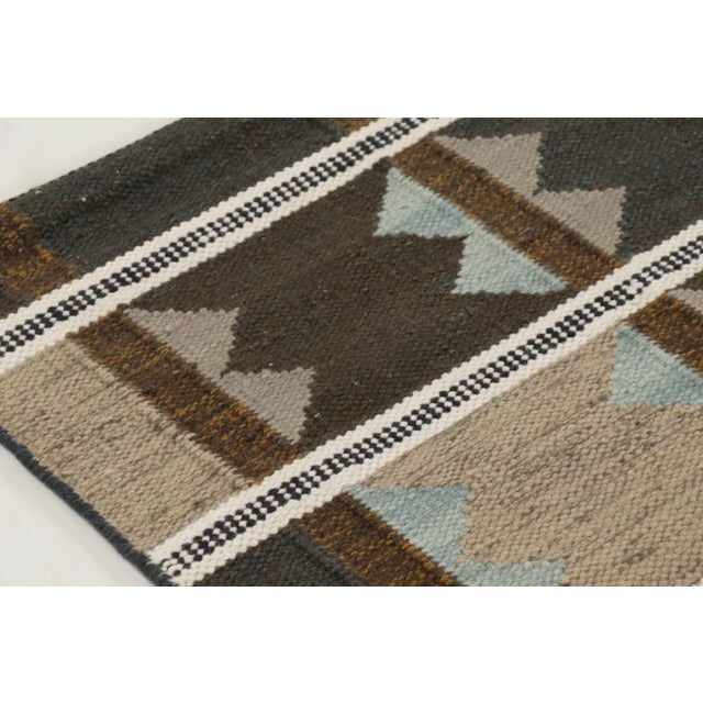 Beige Rug & Kilim's Scandinavian Style Custom Flatweave Rug With Beige & Black Patterns For Sale - Image 8 of 10