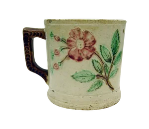 Antique Majolica Mug With Roses