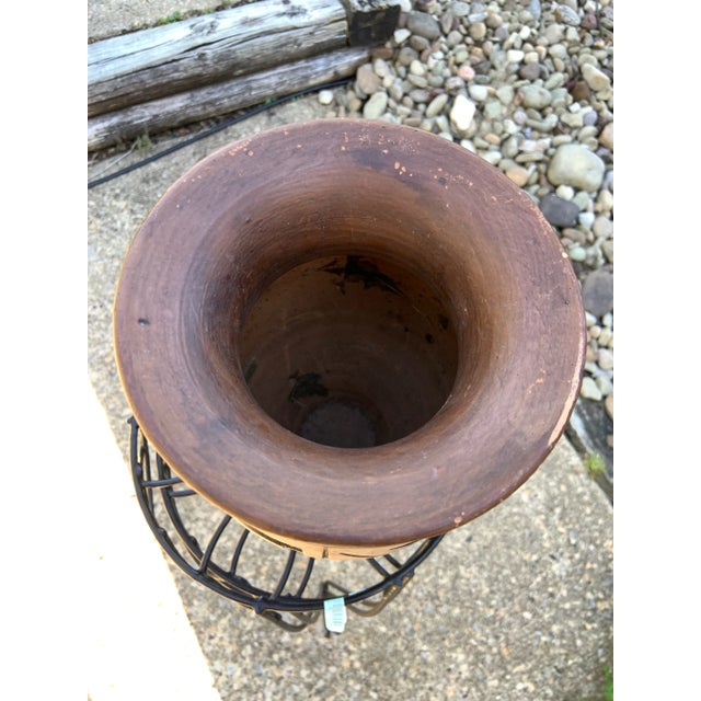 Vintage Brown White Southwestern Design Pottery Unsigned For Sale - Image 4 of 6