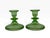 This is a beautiful matching pair of vintage green uranium glass candlestick holders, dating back to the 1920s–1930s...