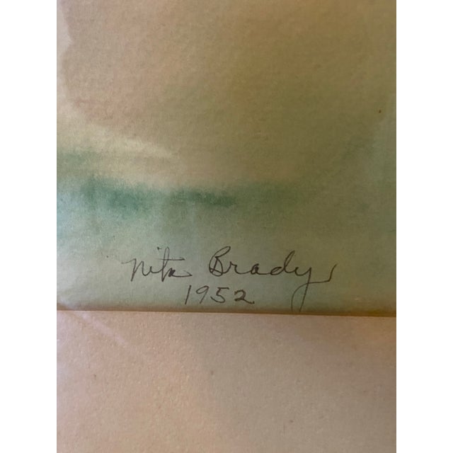 1952 Floral Still Life Watercolor by Nita Bradley – Magnolia & Blue Vase, Framed For Sale - Image 10 of 12