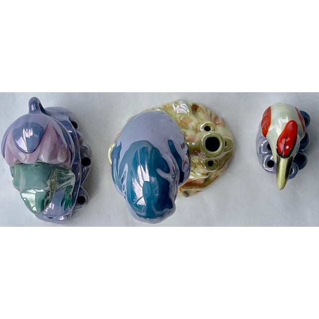 Porcelain Flower Frogs With Tropical Birds, Set of 3 For Sale In New York - Image 6 of 10