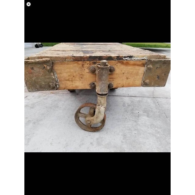 Early 20th Century Antique Industrial Factory Cart Coffee Table For Sale - Image 5 of 5