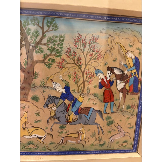 1940s 1940s Pair of Stunning Persian Miniature Paintings in Original Gold Frames For Sale - Image 5 of 8