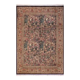 Art Nouveau 1990's Pak-Persian Blue/Gold Wool Rug - 9'2'' X 12'1'' For Sale