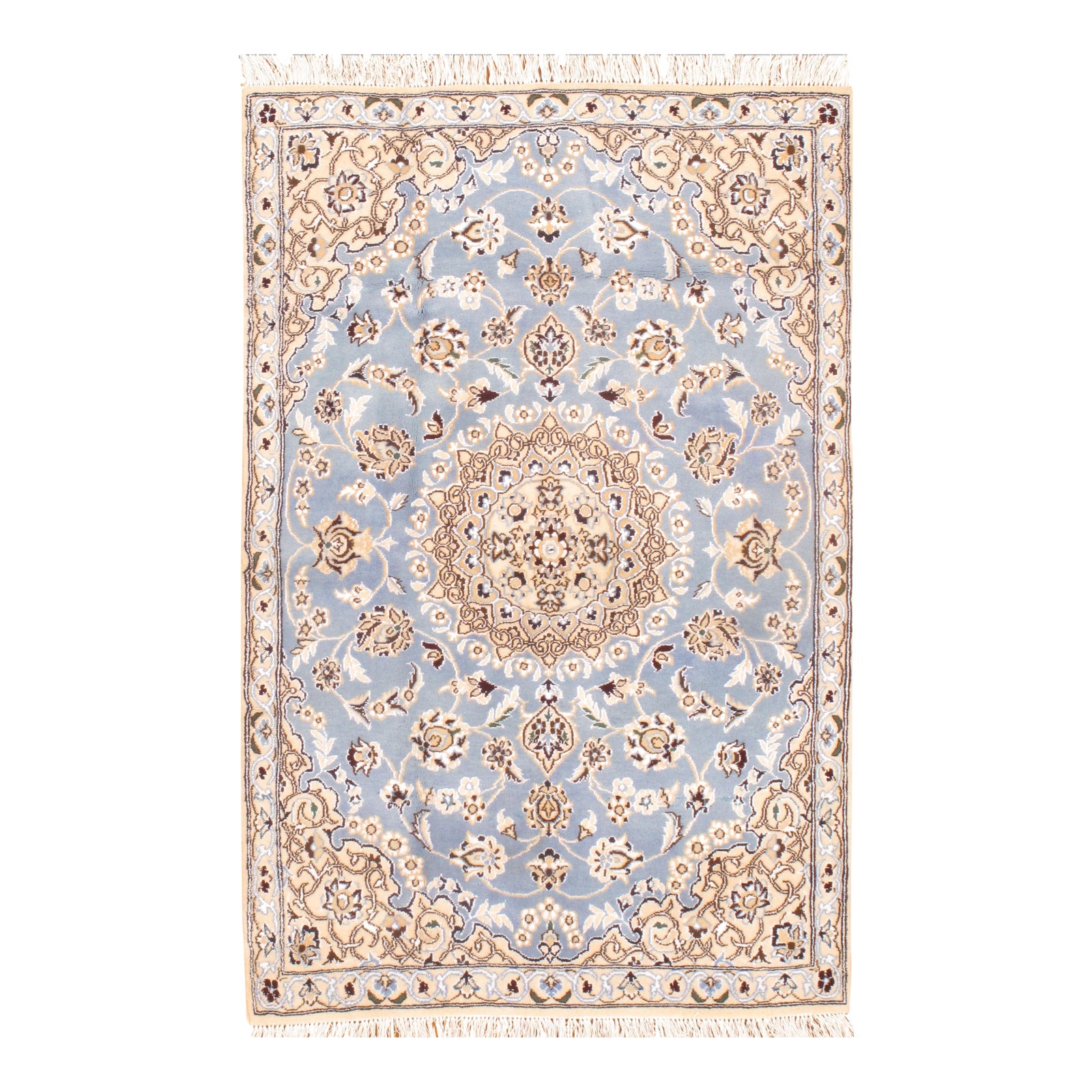 Persian Nain Silk & Wool Rug 2'10" x 4'5" Chairish