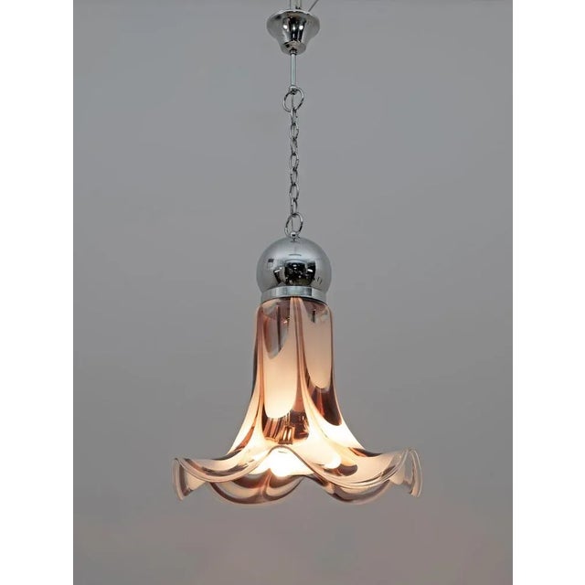 Mid-Century Modern Mid-Century Modern Murano Glass and Steel Pendant from AV Mazzega, Italy, 1970s For Sale - Image 3 of 8