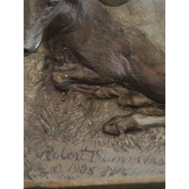 American Signed Bronze “Range Baron” Longhorn Sculpture on Wood Base For Sale - Image 3 of 12